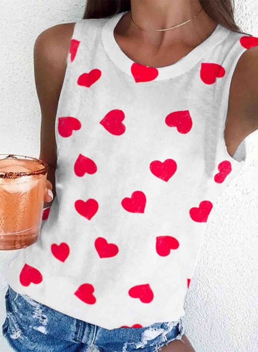 Women's Heart Tank Shirts Sleeveless Round Neck Daily Casual Tank Top