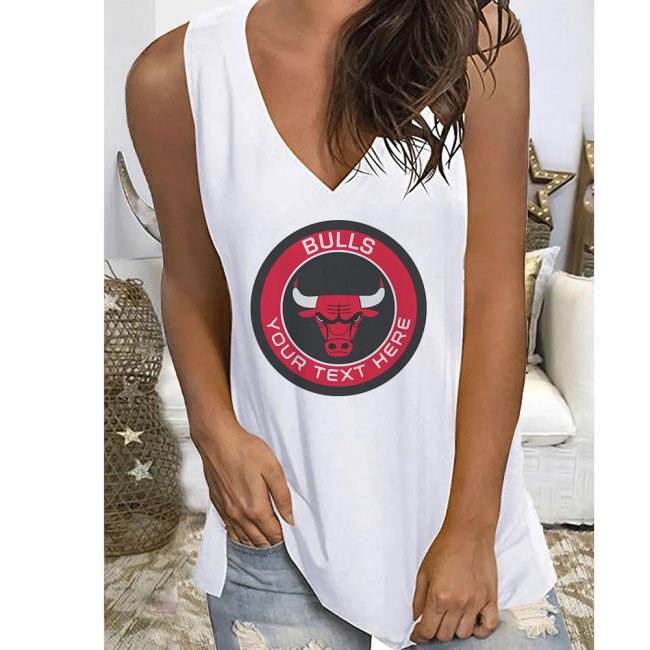 NBA Chicago Bulls V-neck Team Print Sleeveless Loose Tank T-shirt