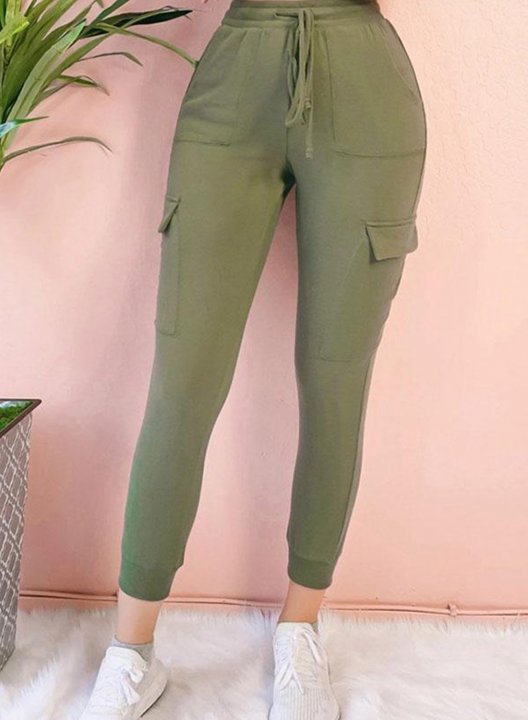 Women's Joggers Slim Solid Mid Waist Drawstring Ankle-length Casual Joggers