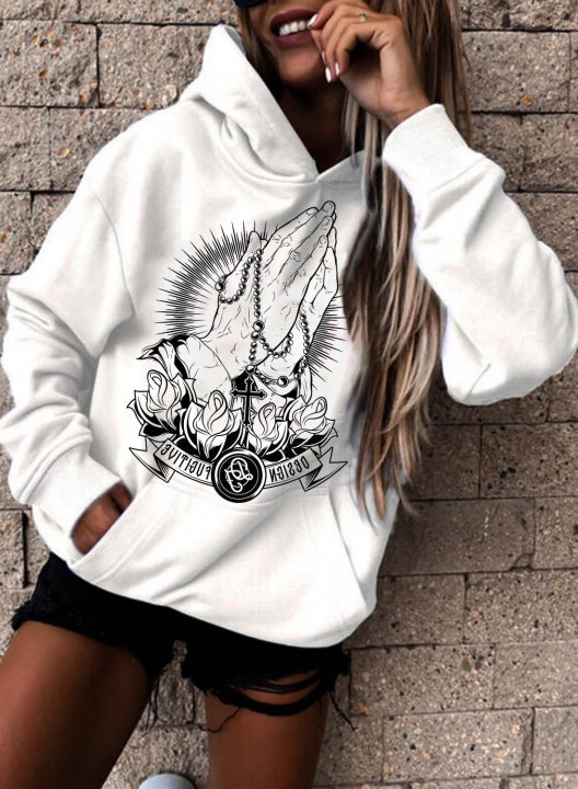 Women's Graphic Hoodies Letter Color Block Long Sleeve Pocket Hoodie