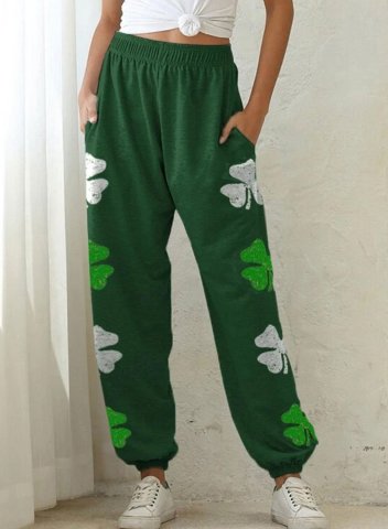 Women's St Patrick's Day Joggers Shamrock Festival Straight High Waist Full Length Casual Joggers