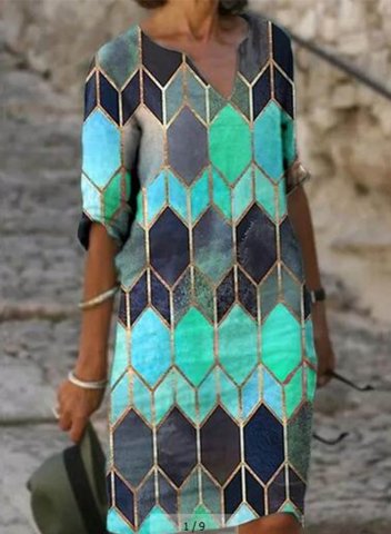 Women's Mini Dresses Geometric Half Sleeve V Neck Daily Casual Mini Dress