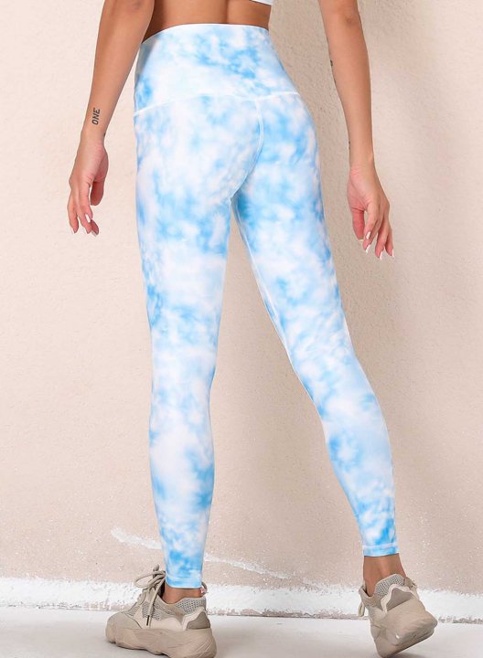 Women's Leggings Slim Color Block Tiedye Mid Waist Casual Full Length Track Pants