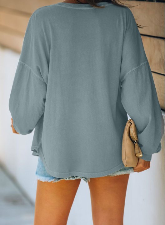 Pink/Green V Neck Long Sleeve Top