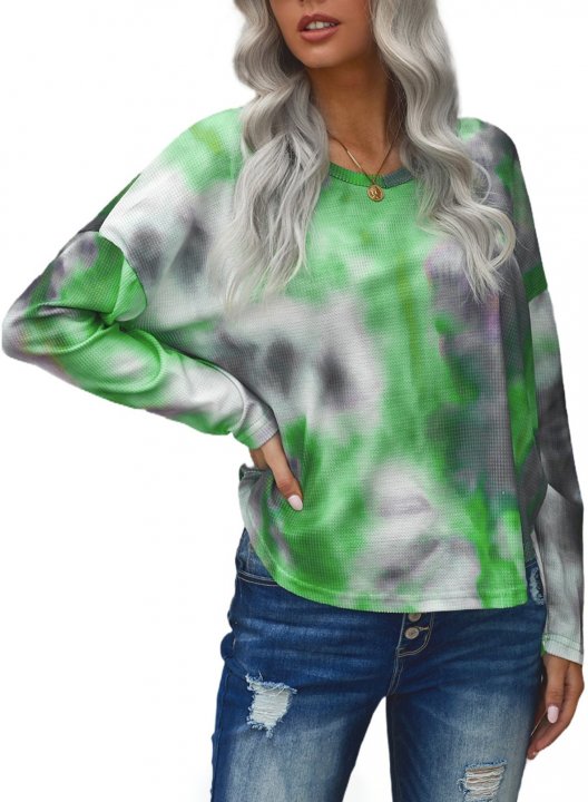 Abstract Tie Dye Long Sleeve Round Neck Sweatshirt