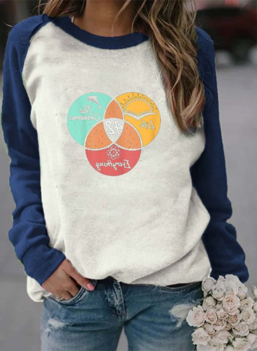 Women's Sweatshirts 42 Answer to Life Universe and Everything science Vintage Color Block Round Neck Long Sleeve Casual Daily Sweatshirts