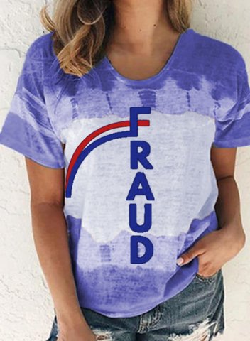 Women's T-shirts Tiedye Letter Print Short Sleeve Round Neck Daily T-shirt