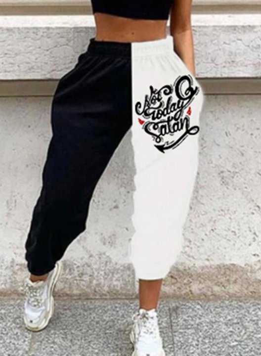 Women's Joggers Letter Not Today Satan Sequin High Waist Daily Casual Sweatpants