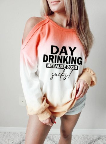 Day Drinking Because 2020 Sukcs Tie Dye Cold Shoulder Sweatshirt
