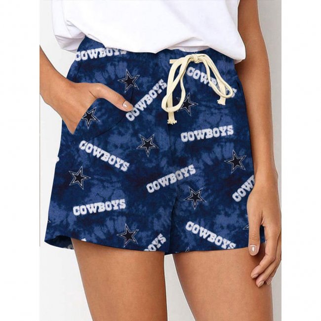 Dallas Cowboys Printed Drawstring Elastic Waist Casual Shorts