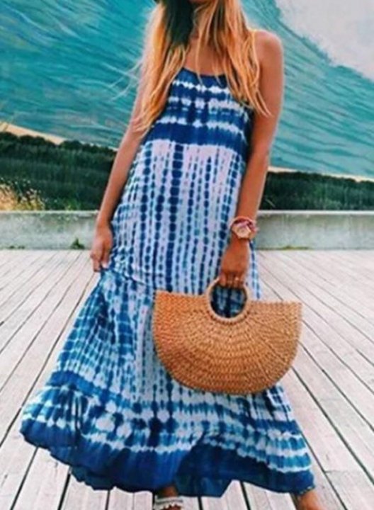 Women's Maxi Dresses A-line Striped Tiedye Sleeveless U Neck Daily Vintage Maxi Dress