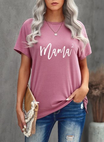 Women's T-shirts Letter Print Short Sleeve Round Neck Daily T-shirt