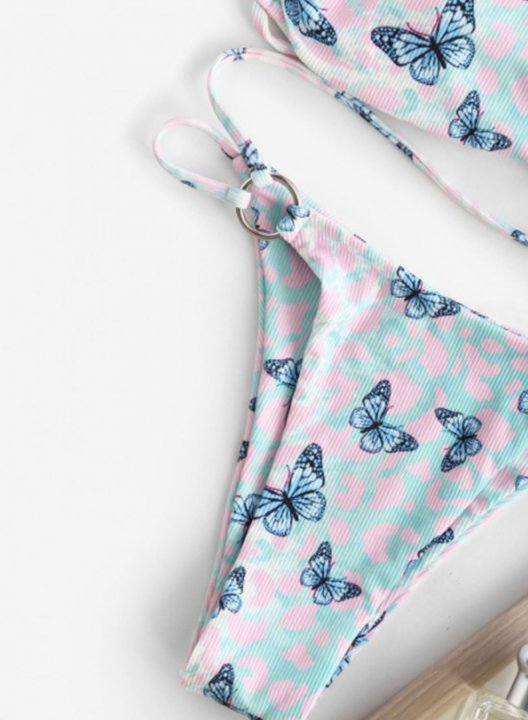 Women's Bikinis Butterfly Ring Lace-up Knot Bikini