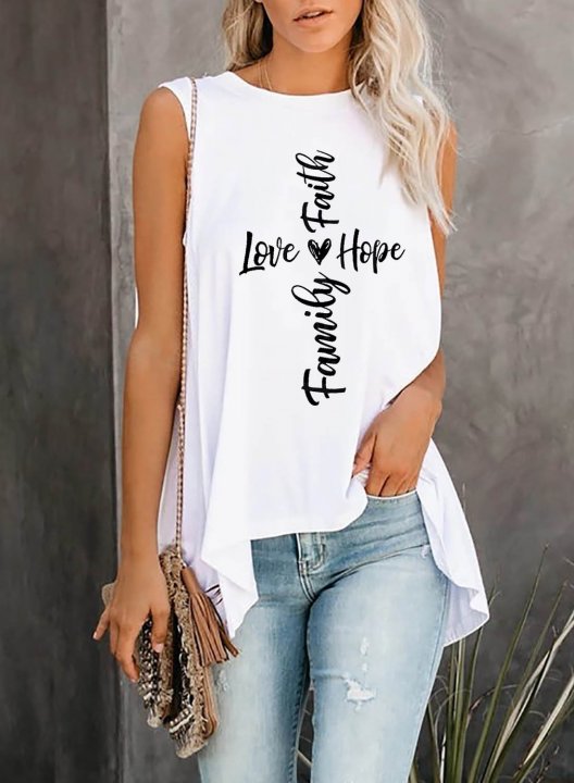 Women's Tank Tops Letter Sleeveless Round Neck Festival Daily Tank Top