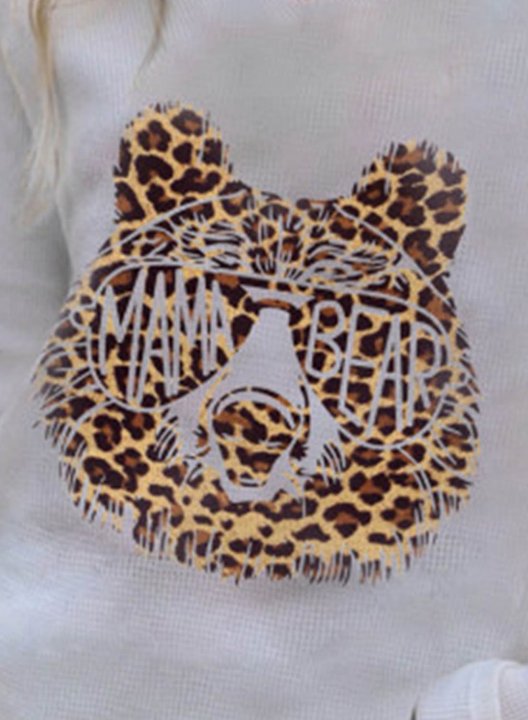 Women's Mama Bear Sweatshirt Casual Solid Animal Print V Neck Long Sleeve Daily Pullovers