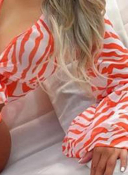 Women's Bikinis Color Block Sleeveless Spaghetti Vacation Bikini With Smock
