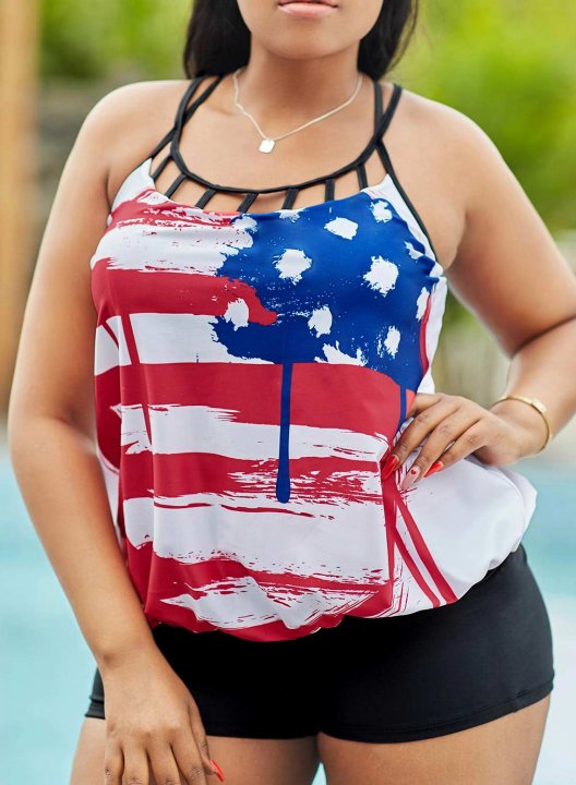 Women's Tankinis American Flag Halter Tankinis