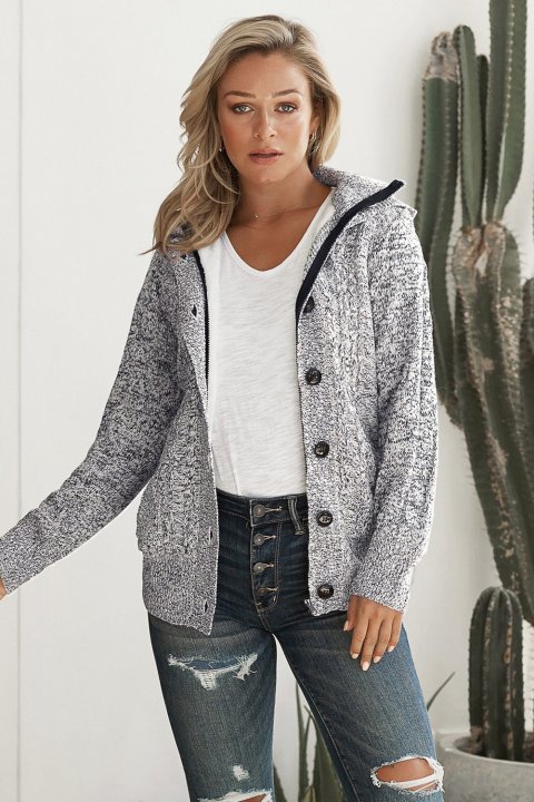 Women's Cardigans Long Sleeve Button-up Hooded Cardigans