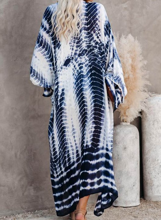 Women's Cardigans Tiedye Long Sleeve Off Shoulder Daily Boho Cardigan