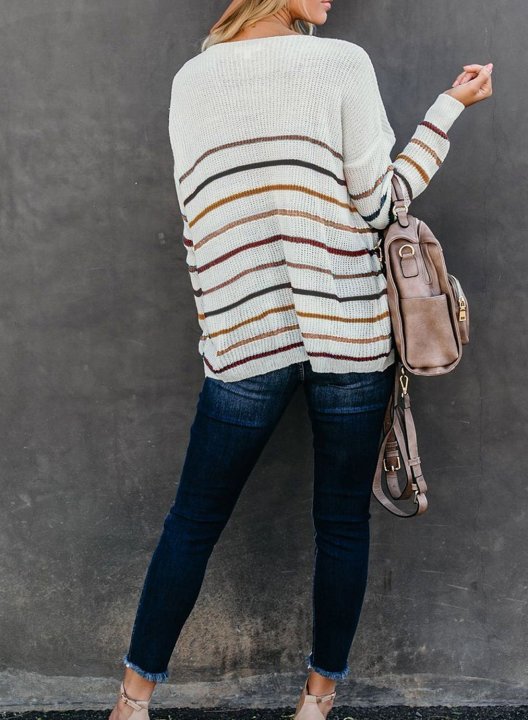 Striped Loose Fit Knit One Shoulder Top