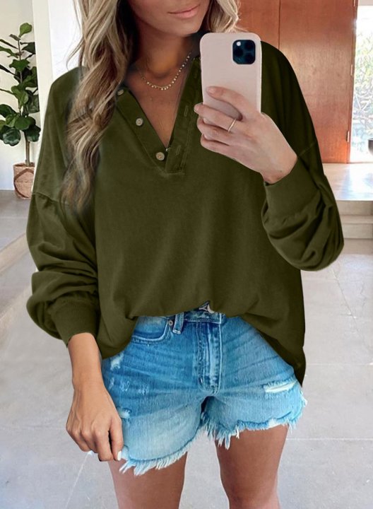 Pink/Green V Neck Long Sleeve Top