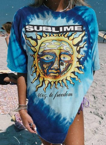 Women's Sublime Sun Graphic T-shirts Round Neck Casual Oversized T-shirt