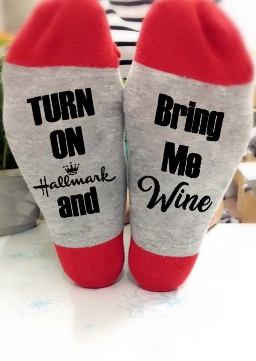 Turn On Hallmark And Bring Me Wine Socks