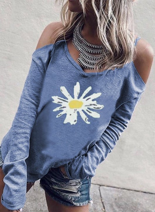 Floral V Neck Casual Sweatshirt