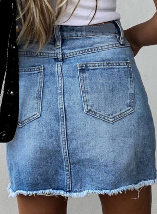 Women's Skirts High Waist Solid Denim Button Slim Summer Work Daily Mini Skirts