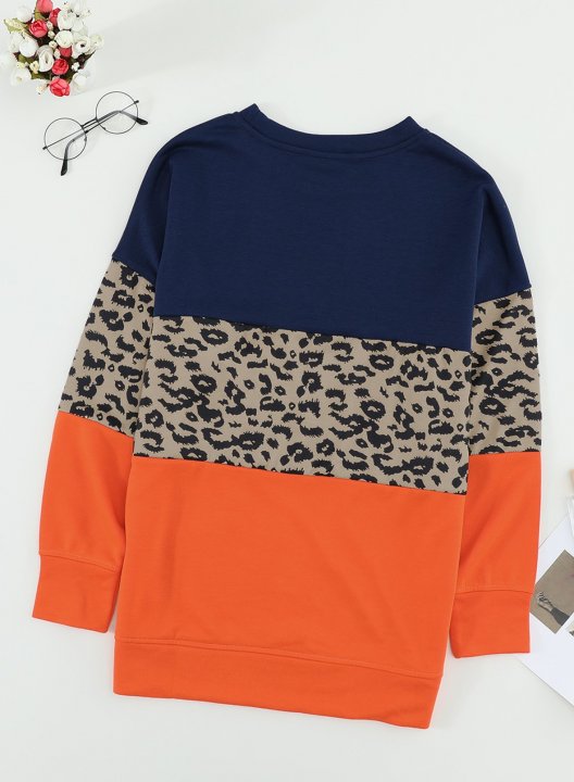 Woman's Striped Contrast Stitching Sweatshirt