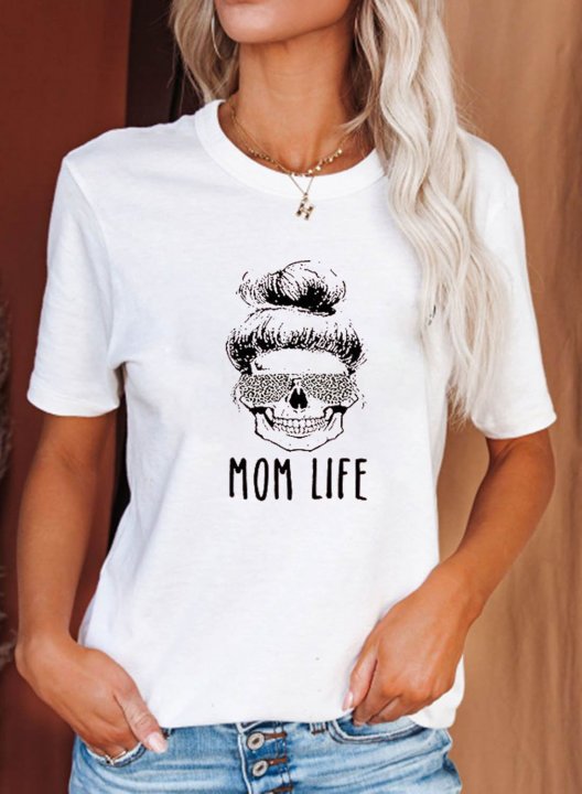 Women's T-shirts Letter Portrait Short Sleeve Round Neck Daily Casual T-shirt