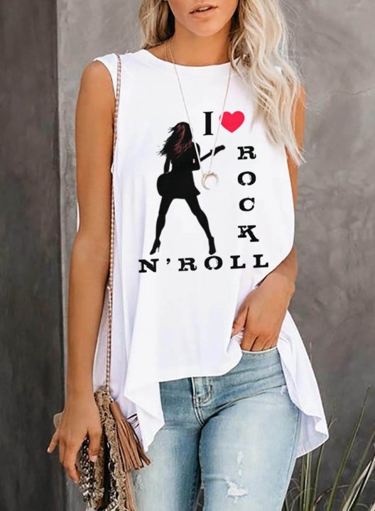 Women's Tank Tops Letter Heart-shaped Portrait Sleeveless Round Neck Lace Casual Daily Tank Top