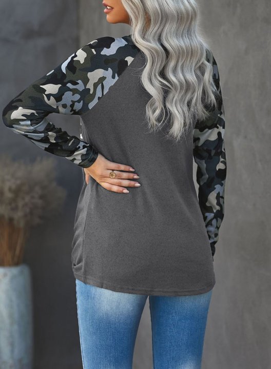 Twisted Camouflage Color Block Sweatshirt