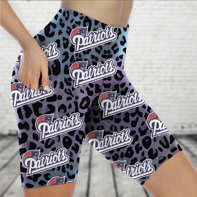 NEW ENGLAND PATRIOTS Sports Stretch Fitness Running Side Pocket Shorts Tight-Fitting High-Waist Yoga Pants