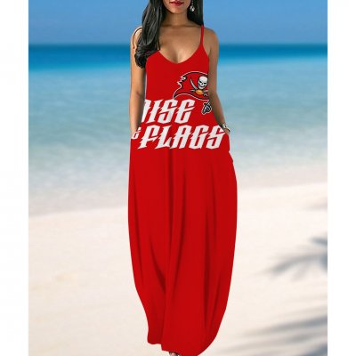 Tampa Bay Buccaneers Print Side Pocket Maxi Dress