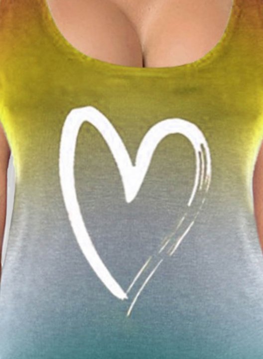 Women's Tank Tops Color Block Heart-shaped Sleeveless U Neck Daily Casual Tank Top