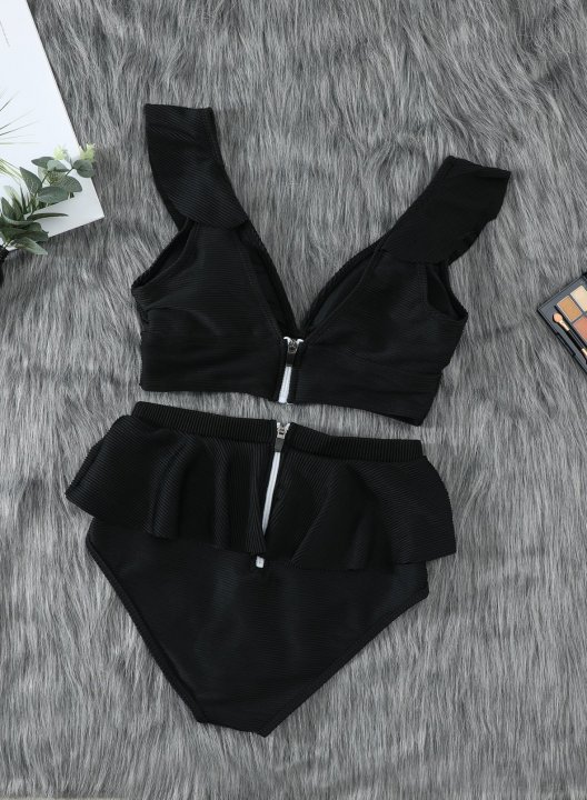 High Waisted Ruffled Bikini Set