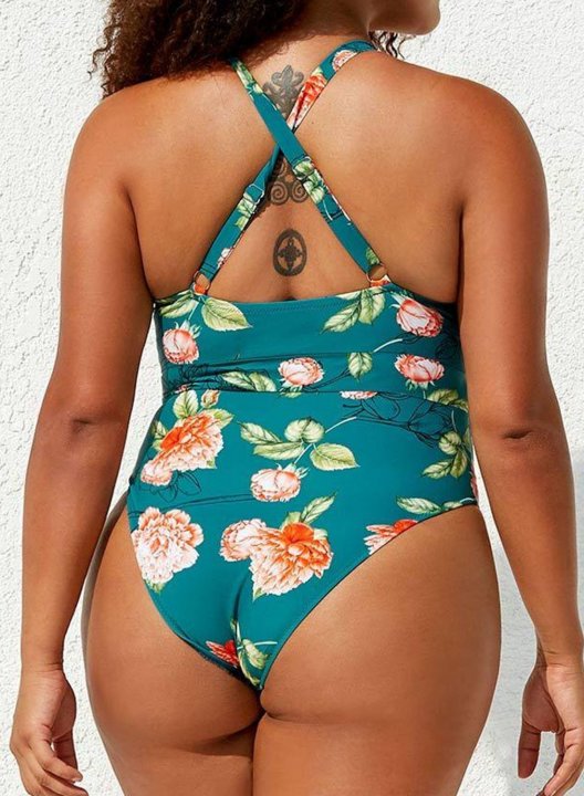 Women's One Piece Swimwear Floral Plus Size One-Piece Swimsuits One-Piece Bathing Suits