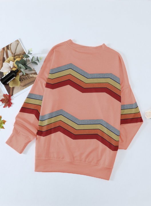 Striped Long Sleeve Round Neck Sweatshirt