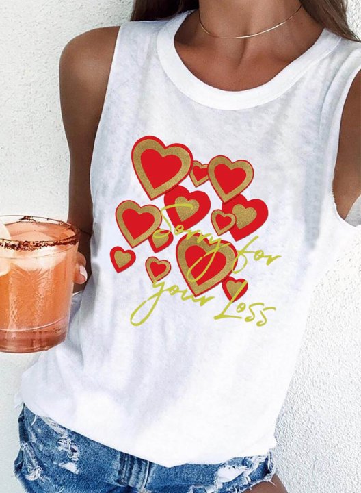 Women's Tank Tops Heart-Shaped Sleeveless Round Neck Stylish Daily Tank Top