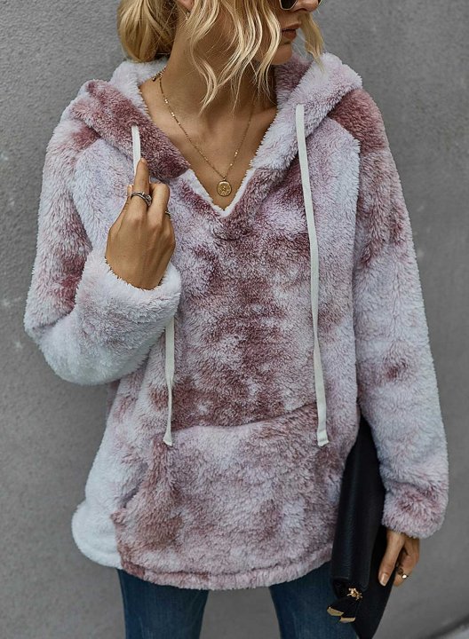 Winter Fashion Tie-Dye Hooded Women's Thick Sweatshirt