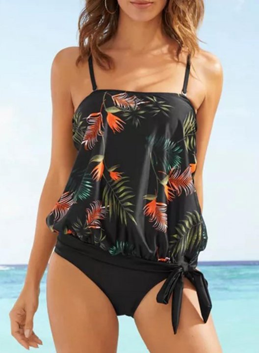 Women's Tankinis Color Block Fruits & Plants Spaghetti Vacation Padded Knot Tankini