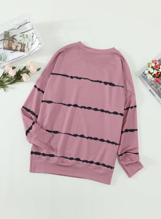 Striped Abstract Long Sleeve Casual Sweatshirt