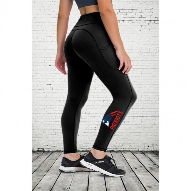 NEW ENGLAND PATRIOTS Women's High Pocket Waist Yoga Pants Slimming Booty Leggings Workout Running Butt Lift Tights