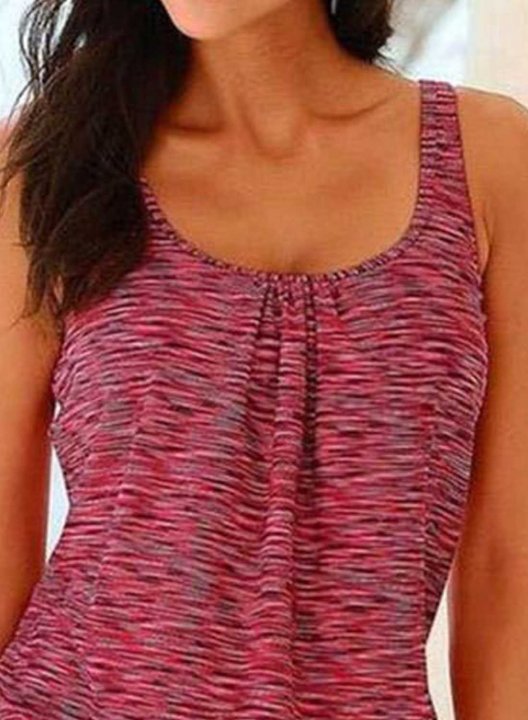 Women's Tankinis Striped Color Block U Neck Padded Tankini