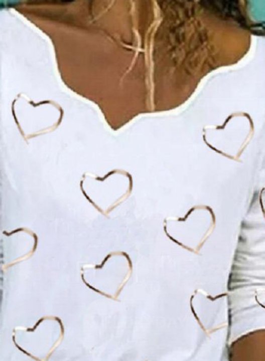 Women's Pullovers Heart-shaped Long Sleeve V Neck Daily Pullover