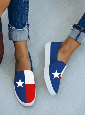 Women's Canvas Shoes Texas Flag Color Block Festival Star Print Texas Independence Day Canvas Shoes