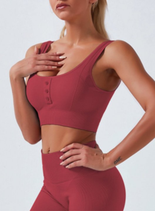 Women's Sports Sets Solid Sleeveless U Neck Cropped Slim High Waist Casual Daily Two-piece Sets