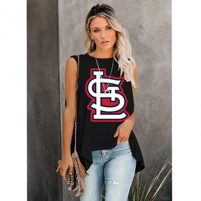 Women's Summer ST. LOUIS CARDINALS Team Fans Print Casual Irregular Sleeveless Round Neck Vest T-Shirt