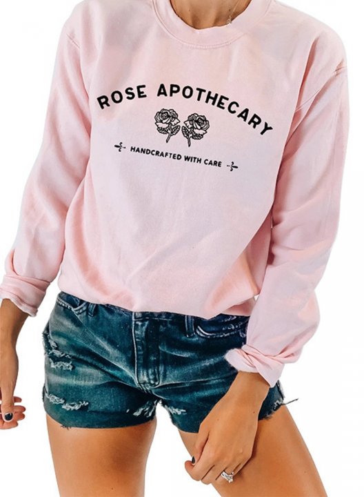 Women's Rose Apothecary Sweatshirts Round Neck Long Sleeve Plants Sweatshirts